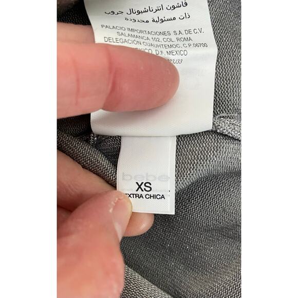 NWT Bebe Women's Size XS Silver Metallic Keyhole Neck Bodycon Mini Dress - Picture 7 of 7